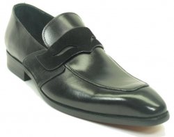 Carrucci Black Genuine Leather Modern Penny Loafer Shoes KS503-40.