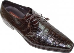 Mezlan "13446" Brown Genuine All-Over Crocodile Shoes