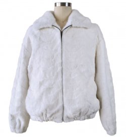 Winter Fur White Genuine Mink Section Bomber Jacket With Collar M69R01WT.