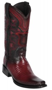 Los Altos Faded Brown Genuine Lizard Leather European Square Toe Cowboy Boots 760616