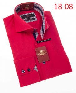 Axxess Red 100% Cotton Modern Fit Dress Shirt 18-08.
