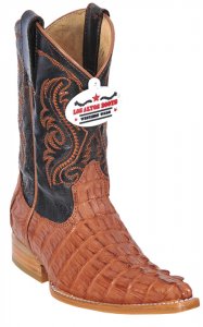 Los Altos Kid's Cognac Genuine Crocodile Tail 3X Toe Cowboy Boots 450103