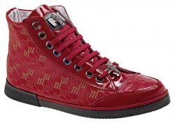 Mauri Ladies "Fake Blood" 8866 Red Genuine Nappa Patent Leather Alligator Casual Sneakers With Two Alligator Head