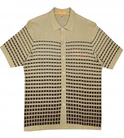 Silversilk Camel / Brown Button Up Knitted Short Sleeve Shirt 8117