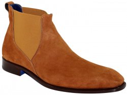 Emilio Franco "Leonardo" Cognac Genuine Suede Ankle Boots.
