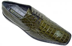 Stacy Adams "Merrick" Olive Green Hornback Alligator Print Shoes