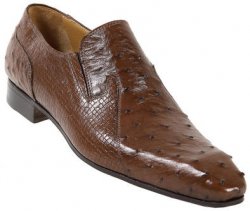 Mauri 4225 Tabac Genuine Ostrich / Perforated Kangaroo Loafer Shoes