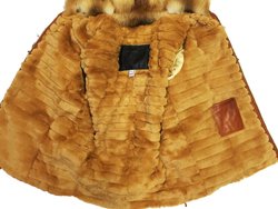 G-Gator Cognac Leather Jacket With Fringes And Rabbit Lining - Inside view