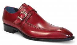 Duca Di Matiste "Garda" Antique Red Genuine Italian Calf Leather Monk Strap Dress Shoes.