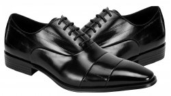 Antonio Cerrelli Black Eel Print Vegan Leather Cap Toe Oxford Shoes 6936