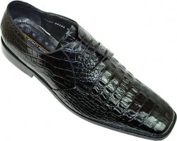 Stacy Adams "Merrick" Black Hornback Alligator Print Shoes