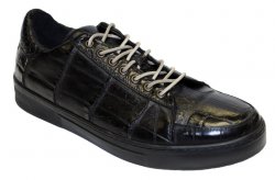 Fennix Italy "Adam" Black Genuine Alligator Sneakers.