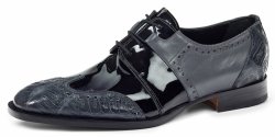 Mauri "Aurelia" 53130/2 Charcoal Grey Genuine Baby Crocodile / Black Patent / Medium Grey Calf Shoes.