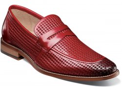 Stacy Adams "Belfair" Red Genuine Perforated Leather Moc Toe Penny Slip On 25165-600.