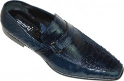 Mauri 1155/4 Wonder Blue Genuine Ostrich / Ostrich Leg Shoes.