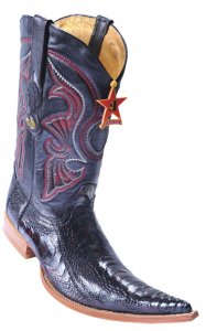 Los Altos Black Cherry Genuine Ostrich Leg 6X Pointed Toe Cowboy Boots 960518