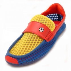 Fiesso Yellow / Blue / Red Loafer Shoes With Fabric Honeycomb Design FI2132