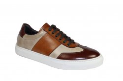 Duca Di Matiste "Fermo" Brown Combo Genuine Calfskin Leather Sneakers.