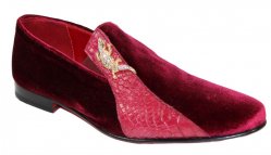 Fennix Italy "George" Burgundy Genuine Alligator / Suede Loafers Shoes.