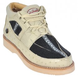Los Altos Black / Bone Genuine Stingray / Ostrich Casual Shoes ZA101105