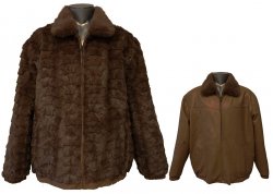 Winter Fur Brown Diamond Mink Jacket Reversible to Leather With Full Skin Mink Collar M00R01BRR.