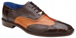 Belvedere "Varo" Chocolate Brown / Tan Genuine Alligator / Eel Wingtip Shoes R49.