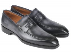 Paul Parkman "37LFGRY" Grey Burnished Goodyear Welted Loafers Shoes.
