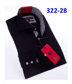 Axxess Black Cotton Modern Fit Dress Shirt With Button Cuff 322-28.