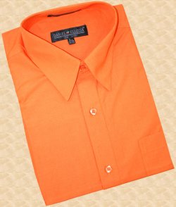 Daniel Ellissa Solid Orange Cotton Blend Dress Shirt With Convertible Cuffs DS3001