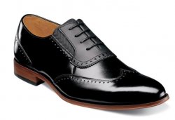 Stacy Adams "Sullivan'' Black Genuine Leather Wingtip Oxford Shoes 25306-403.