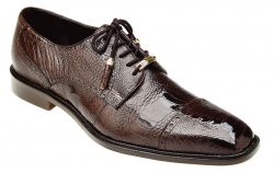 Belvedere "Batta" Brown All-Over Genuine Ostrich Lace-Up Shoes 14006.