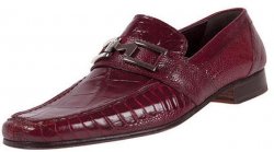 Mauri "Colony" 2159 Ruby Red Genuine Ostrich leg / Body Alligator Shoes