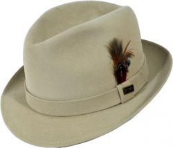 Dobbs Ivory "Broadstreet" Genuine Fur Felt Fedora Dress Hat With Feather