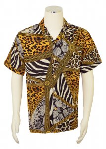 Pronti Gold / Black / Ivory Multi Pattern Short Sleeve Shirt S6378