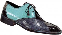 Mauri 2160 "Collectible" Light Grey / Navy Blue / Caribean Blue / Ostrich / Body Alligator Genuine All-Over Alligator Shoes