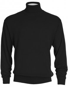 Bagazio Black Cotton Blend Turtleneck Sweater Shirt VT042