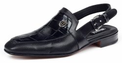 Mauri "Venere" 4798 Black Genuine Body Alligator / Calfskin Perforated Sandals.