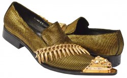 Fiesso Black / Metallic Gold Suede Slip-On Shoes With Spiked Bracelet FI7092