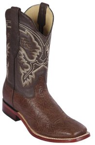 Los Altos Brown Genuine Bull Shoulder Leather Wide Square Toe Cowboy Boots 8223107