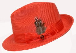 Bruno Capelo Red Fedora Braided Straw Hat BC-614