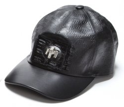 Mauri H52 Black Genuine Baby Crocodile / Embossed Nappa Leather Hat