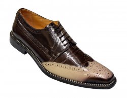Liberty "Bruno" Taupe / Tabak / Dark Brown Alligator Print / Soft Italian Calfskin Shoes With Hand Burnished Toe 901