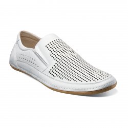 Stacy Adams "Northshore" White Perforated Leather Moc Toe Shoes 24863