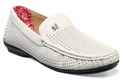Stacy Adams "Pippin" White Perforated Microsuede Loafer Shoes 25089-100