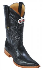 Los Altos Black Genuine All-Over Lizard 3X Toe Cowboy Boots 950605