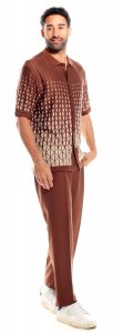 Silversilk Brown / Beige Hand Woven Short Sleeve Knitted Outfit 3115