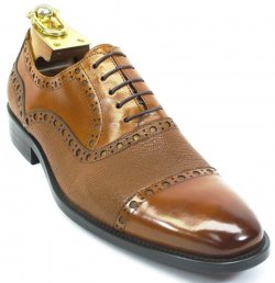 Carrucci Cognac Genuine Deer Leather Oxford Shoes KS500-22.