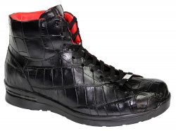 Fennix Italy "FRANCIS " Black Genuine Alligator Casual Sneakers.