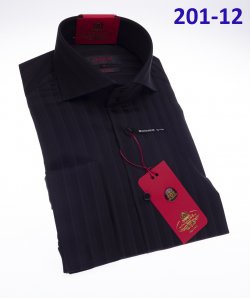 Axxess Black Shadow Stripes Cotton Modern Fit Dress Shirt With Button Cuff 201-12.