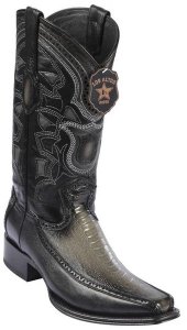 Los Altos Faded Gray Genuine Ostrich Leg With Deer Sides European Square Toe Cowboy Boots 76F0538